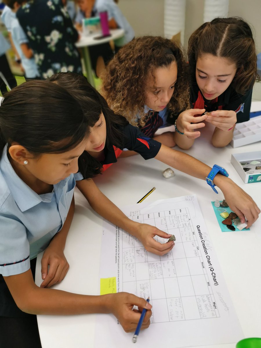 "We have igneous rocks! Do you know what that means? These ones came from a volcano!" shouted one student as they entered our classroom this afternoon. Today we got to examine rocks, minerals, and fossils while working on our questioning skills.