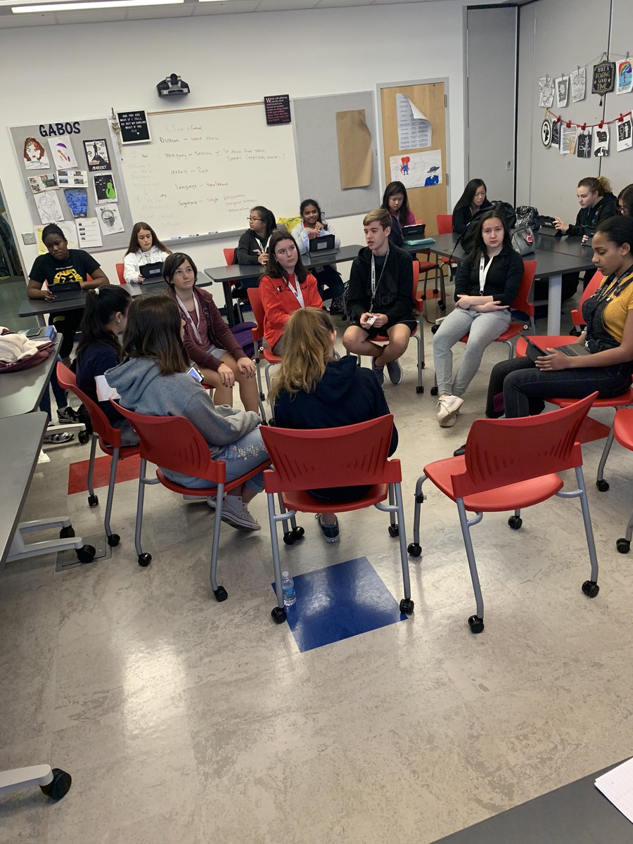 ChristineRick's tweet photo. Socratic Circle to review for The Great Gatsby! @kjkcross1 #belltobell https://t.co/9UM2AFJKmk