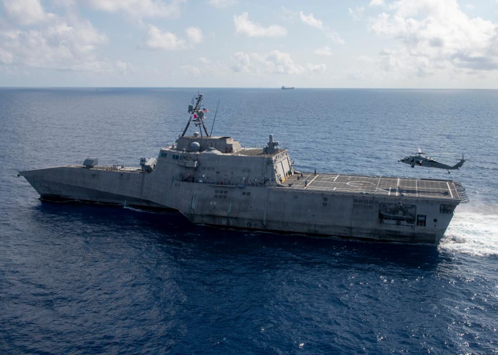 #USSMontgomery and #USSGabrielleGiffords underway in the #SouthChinaSea, with embarked Helicopter Sea Combat Squadron #HSC23, Jan. 28. Ships are on rotational deployment to #IndoPacific, conducting operations with allies and partners to provide maritime security and stability.