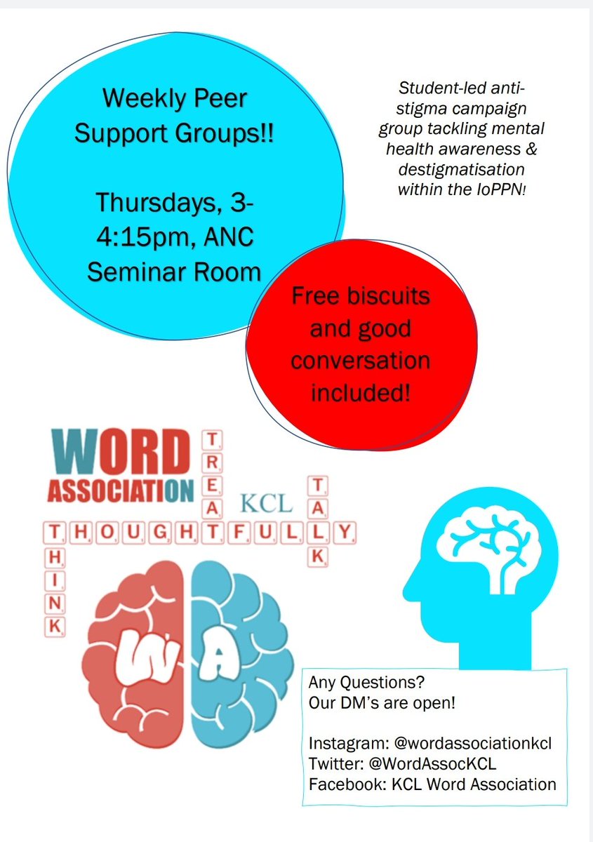 Very excited to announce that our first peer support group is running tomorrow (Thursday 30th) from 3-4.15pm in the ANC seminar room. Come have a chat with us! There'll be biscuits 🍪