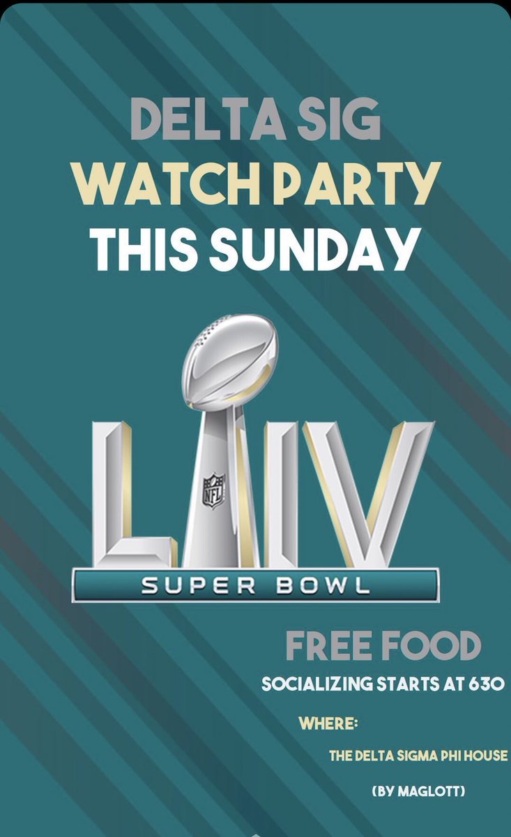 onudeltasig's tweet photo. Come watch the Super Bowl with some super people. The event starts at 6:30 at our house, the one right next to Maglott. https://t.co/qmkqG6Nzwn