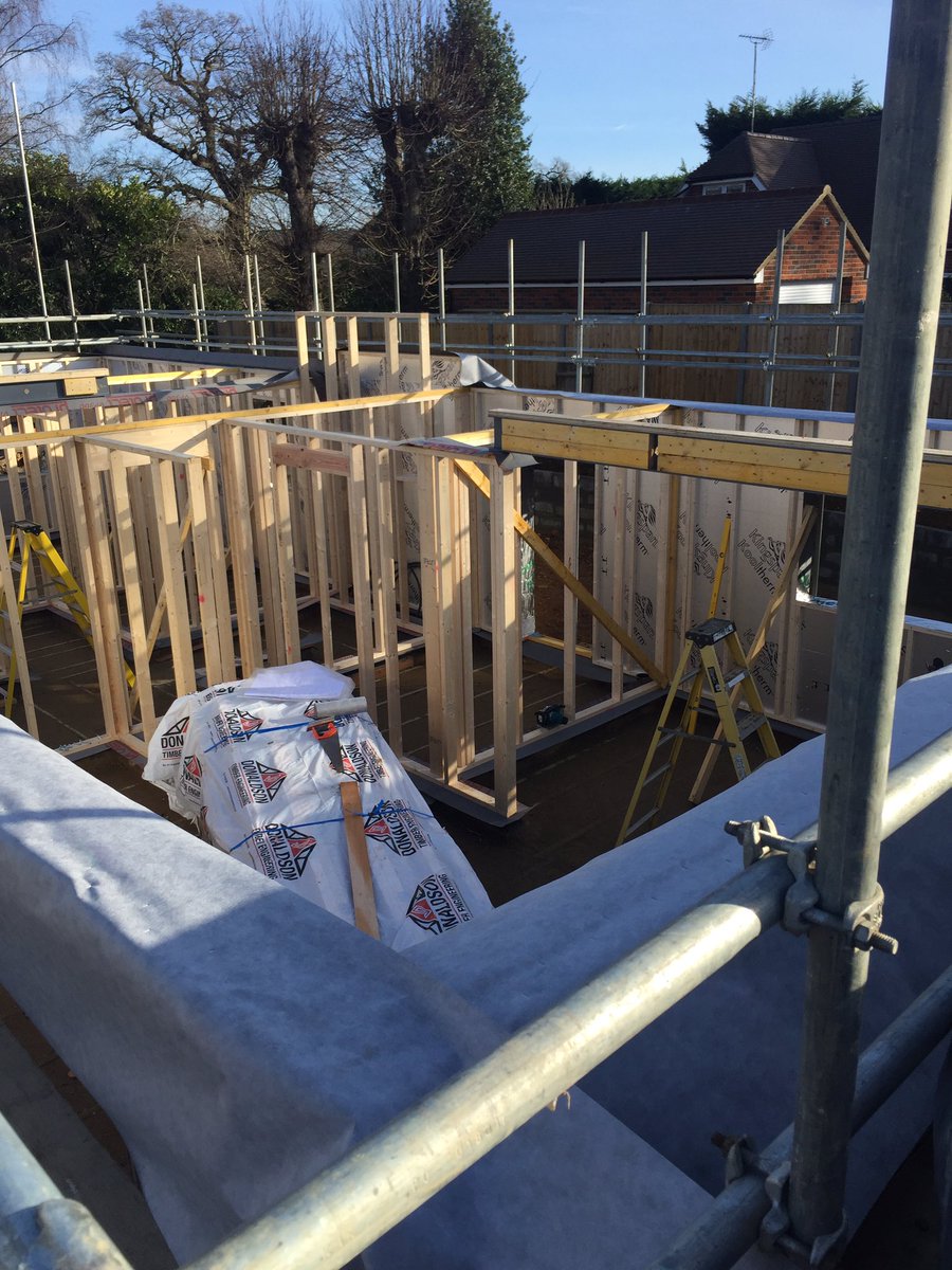 deltaselfbuild's tweet photo. Ground floor up, now for joist and deck. Good progress at our Welwyn build. https://t.co/eWDfF8rjbY