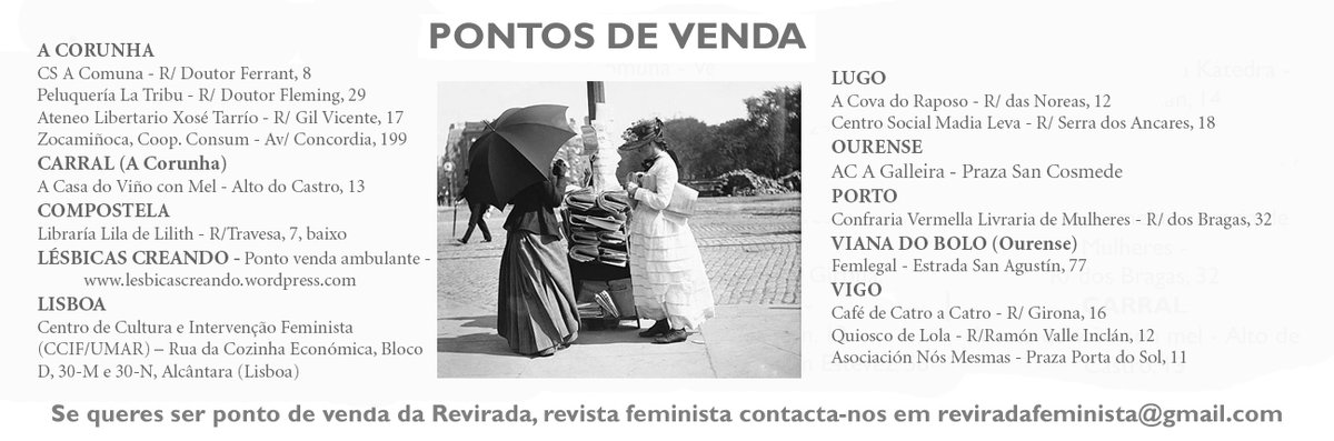 PONTOS DE VENDA
Conhece os fabulosos locais, projetos e centros sociais onde podes comprar a Revirada ;)

reviradafeminista.com/pontos-de-vend…