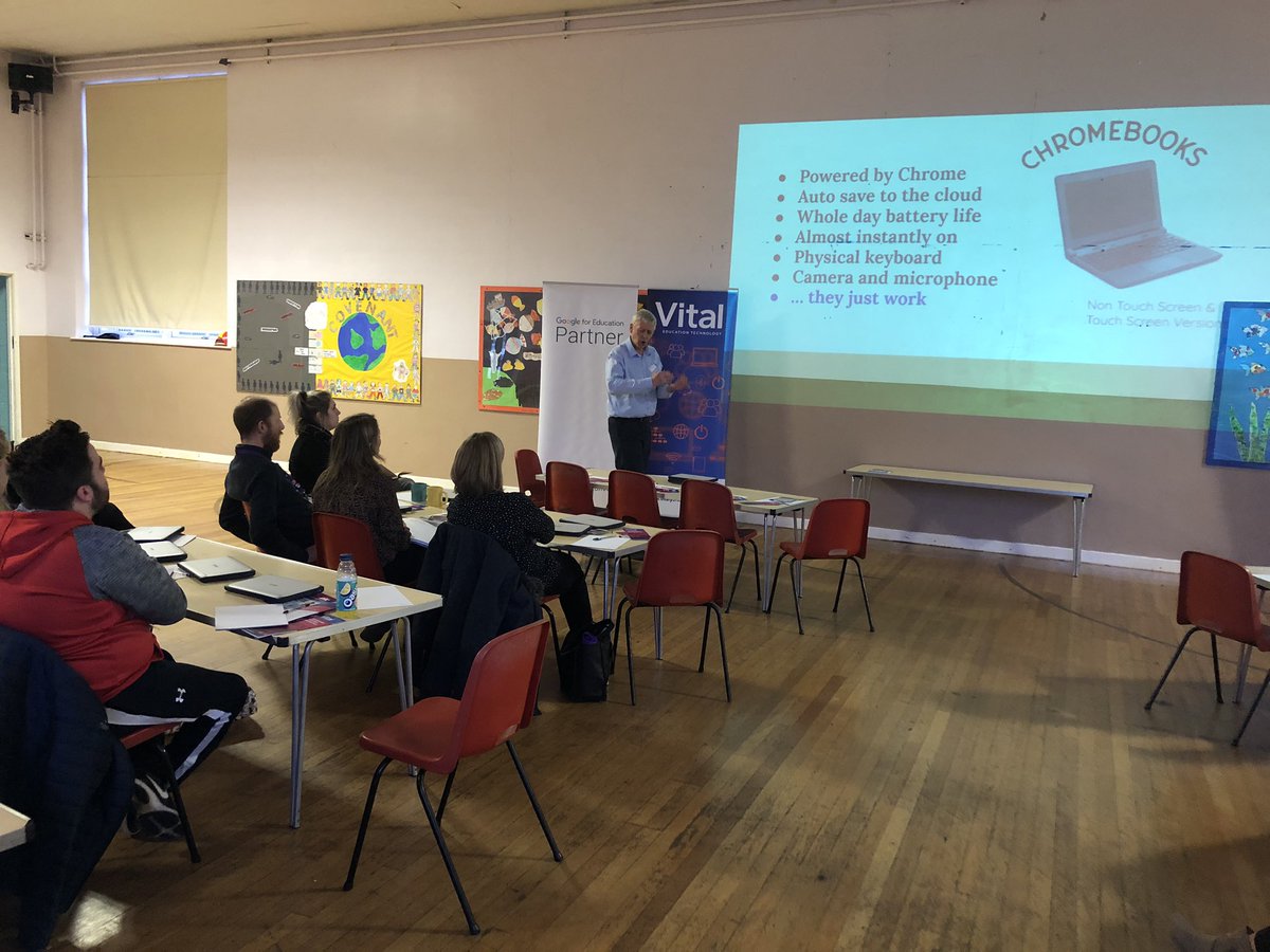 VitalYork's tweet photo. All about #chromebooks with @clint_lees at our #GoogleBoost workshop this afternoon https://t.co/JKxnoKipAm