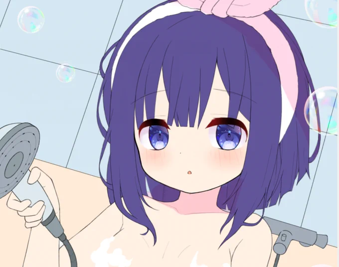 シャワー中のフユちゃん 