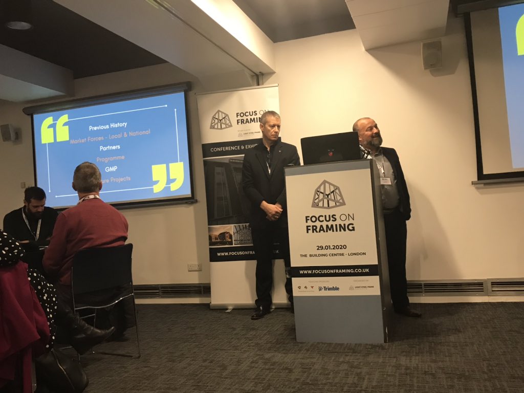 syondevgroup's tweet photo. Great insights at the #FocusOnFraming event. Maturity in LSF is evident. Sigmat and Kingspan show casing schemes of significant scale with up front digital design. https://t.co/OIdktDaorl
