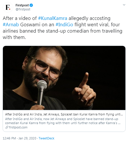 #YeBhaaratKePatrakaarNikamme!Jet Airways is perhaps the latest 'down to earth' airline in India. Wonder how long before the good folks at Firstpost ban this 'gentleman' from flying with Kingfisher as well!