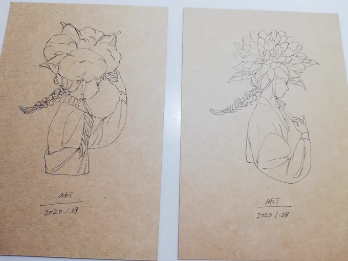 横顔と花のドローイング? 