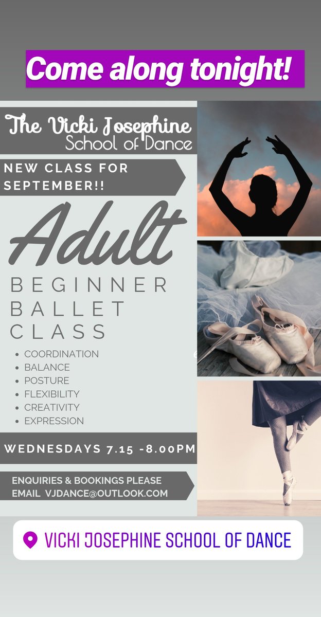 ADULT DANCE CLASSES don't forget to book your place 🕺💃😊 All abilities welcome. 
vickijdance.co.uk