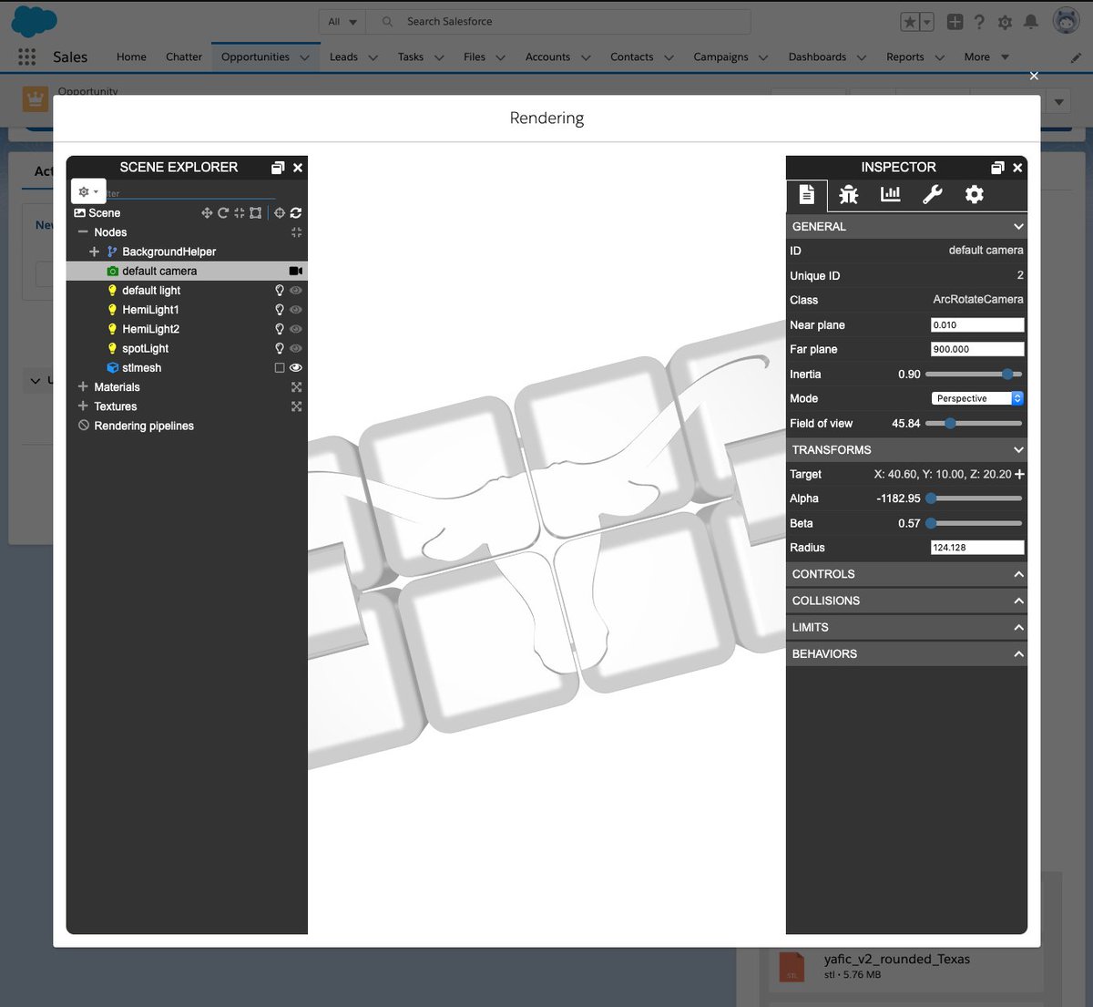 Break Down the complexities of a #3D scene within #Salesforce with ease- Explore layers, lighting and effects applied to your drawings.  Select "Show Debug Menu" from the ActionMenu to display the Scene Explorer and Inspector.

14 Day free trial on the #AppExchange.