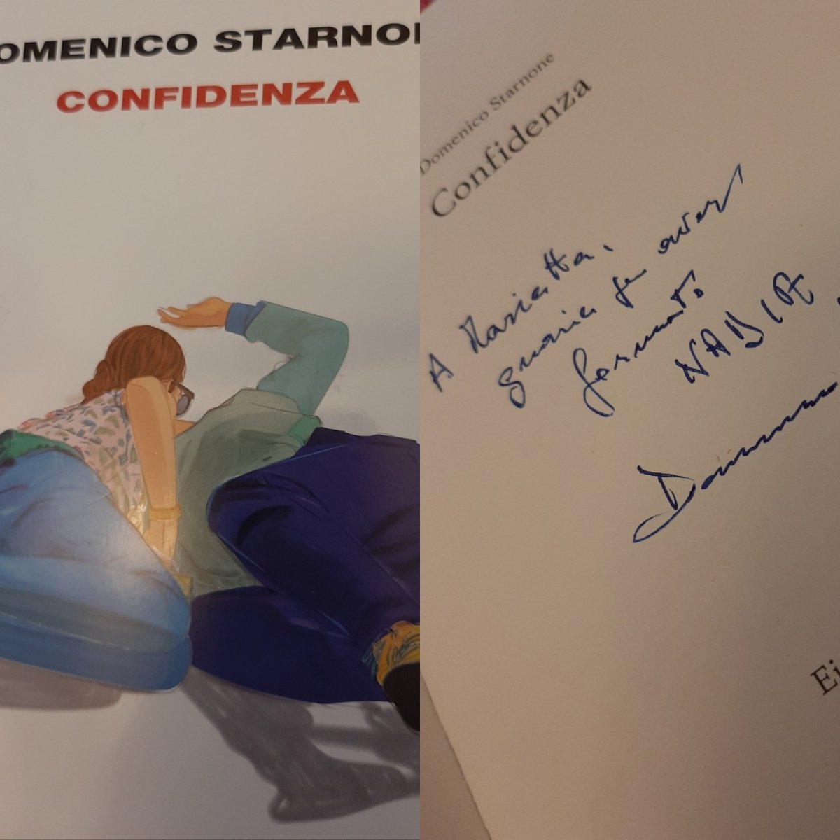 MariettaSalvo's tweet photo. Un #REGALO e una #dedica che mi hanno reso felice, coprendo quasi tutti i piani della mia attuale vita: #lettura #letteratura #scrittura #cuore #famiglia. Grazie @nadiaterranova grazie Domenico Starnone...il tutto in #Confidenza @Einaudieditore #LibriAmati #libri2020 https://t.co/ZZffFk6cBM
