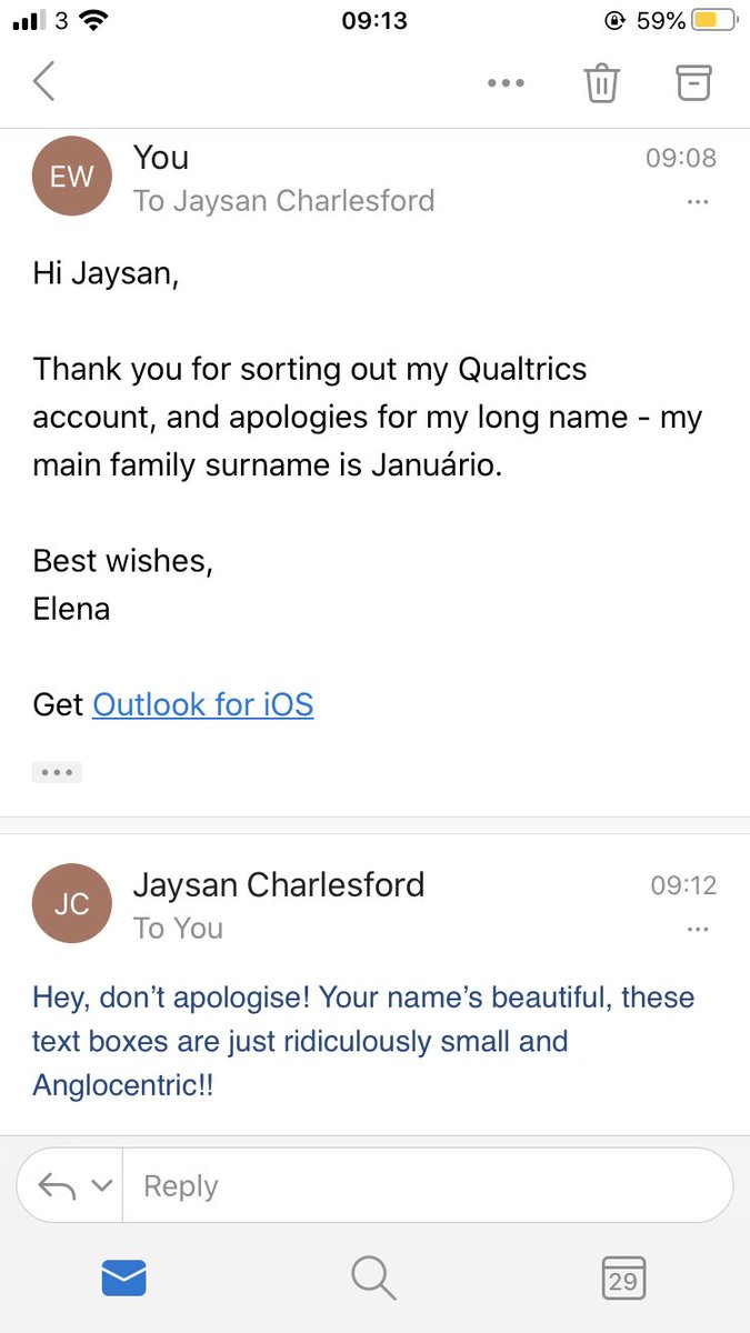 elena_j97's tweet photo. One of my lecturers had the best response to my ridiculously long name 😂
For those who don’t know, I have a second name (Marianne) and a total of 4 (unpronounceable) surnames making my life very fun in the UK!!! https://t.co/FOoXGUN3t7