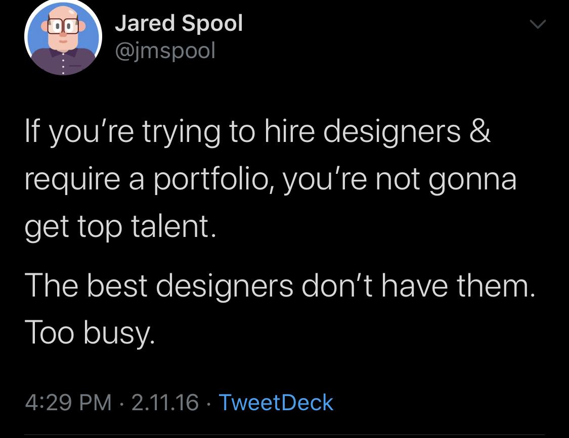 ¿Opiniones? Yo estoy de acuerdo. Tener un portfolio actualizado requiere una dedicación importante. Vía <a href="/ivogomes/">Ivo Gomes</a>