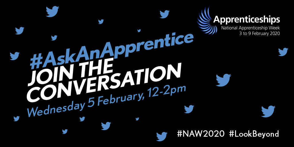 Has your #apprenticeship kick started your career? Landed you your dream job? This time next week we'll be hosting our #AskAnApprentice Q&amp;A. Get involved and help us answer questions from aspiring #apprentices 
#NAW2020 #LookBeyond #WednesdayWisdom