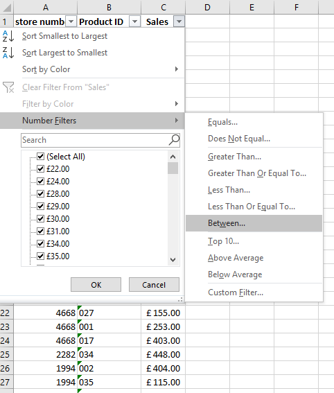 eXPD8Analytics's tweet photo. Using the Between or Greater/Less than Number filters in Excel is a great way to display only the relevant parts of your data set! #Excel #WednesdayWisdom #eXPD8 #Analytics https://t.co/sYeRn38yPp