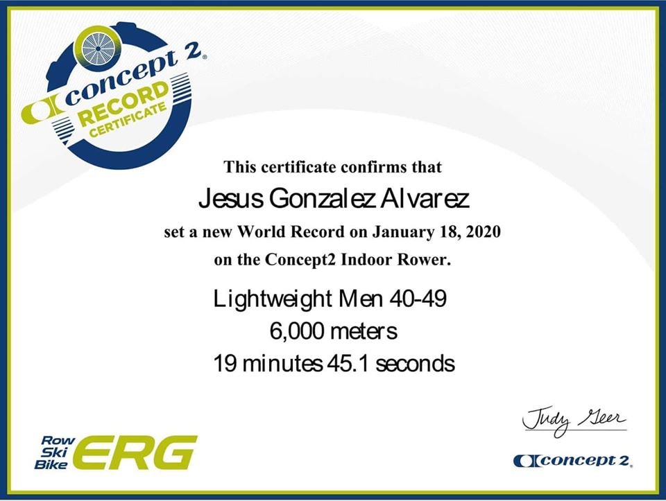 Jesús González (@susotui), RÉCORD DEL MUNDO en 6000 en la categoría entre 40 y 49 años Peso Ligero. ENHORABUENA! @concept2_esp @concept2inc #indoorrowing #recorddelmundo #worldrecord