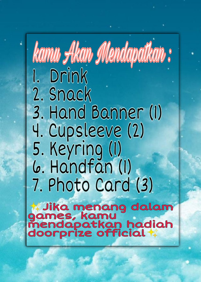 holystarexol's tweet photo. ✨Jika kamu ikut, kamu akan mendapatkan ini semua ✨
#exo #weareoneEXO #EXO #EXOonearewe #eventkpop #eventexo https://t.co/BTwnw8ErWH