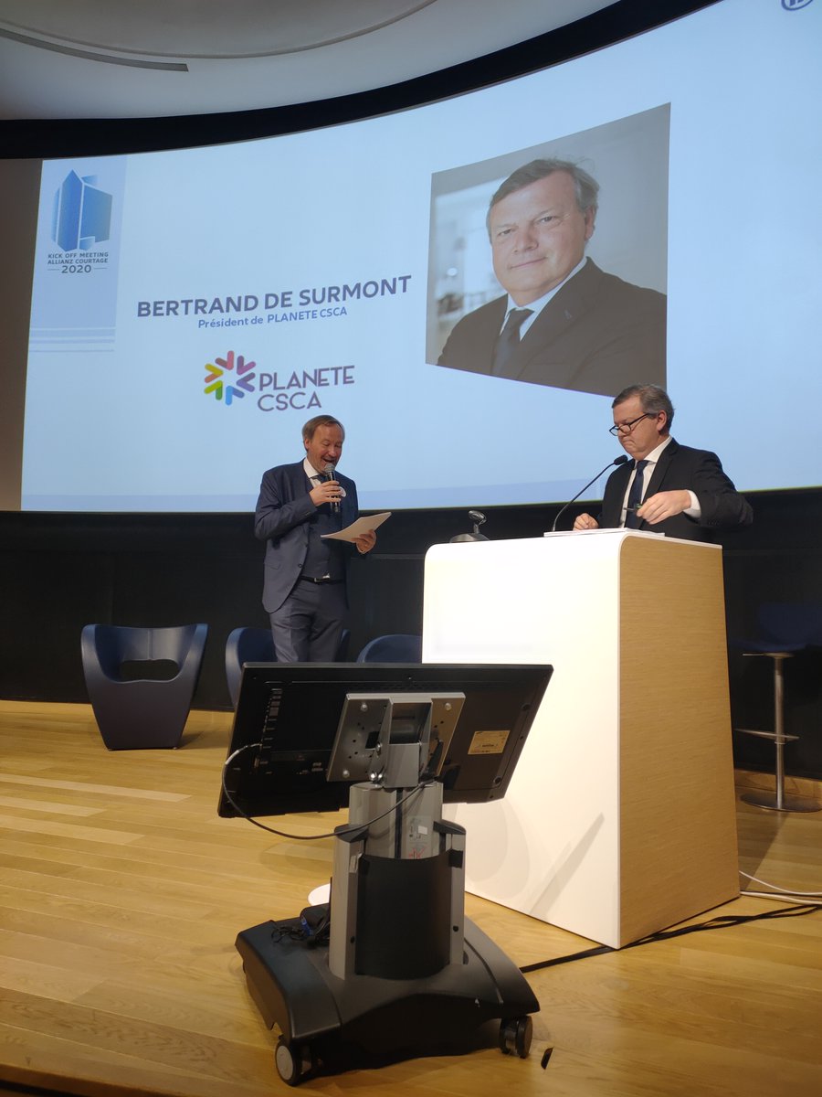 Live : en direct de l'Auditorium d'Allianz à la Défense, Bertrand de SURMONT, Président de PLANETE CSCA, intervient dans le Kick-Off Meeting d'Allianz Courtage 2020.
