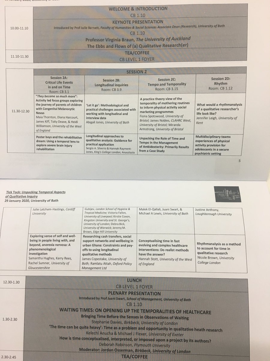 CHCR_UWE's tweet photo. HS. Ooo I’m all excited! Packed agenda at @QRSBath quali conference! Lots of UWE colleagues presenting! I’m on just after 12pm talking about realist research into #firstcontactphysiotherapy @Hannah__Stott https://t.co/U1iApPDb1O