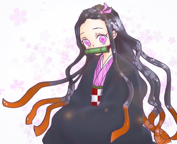 ぺーさんがTwitterに投稿した竈門禰豆子(鬼滅の刃)のイラスト。