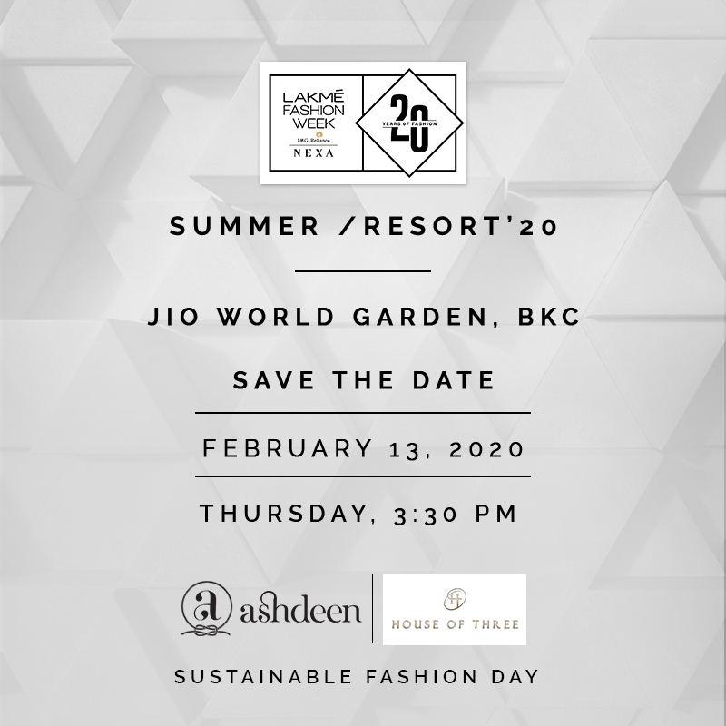 LakmeFashionWk's tweet photo. Presenting #ashdeen and #houseofthree x #Tantajo by Rajib Debnath on 13 February, Sustainable Fashion Day, Day 2 at #LakmeFashionWeek Summer/Resort 2020.
#lfw #lfwsr20 #5DaysofFashion https://t.co/1CJFQApUN8