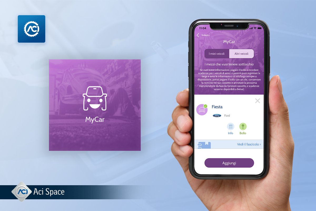 ACI_Italia's tweet photo. Metti al sicuro tagliandi, revisioni e assicurazione. Scarica l’app ACI Space e certificali sul tuo smartphone con tecnologia blockchain. ➡️ https://t.co/d4gX89ZOBK #ACIspace https://t.co/futbZ4oEYU