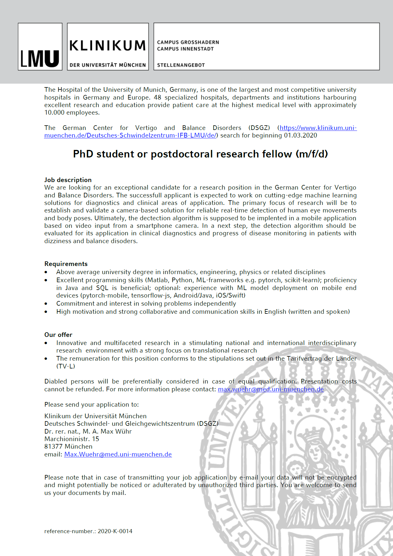 Seyed Ahmad Ahmadi Our Team Is Looking For Phd Post Doc Applicants At The Intersection Of Data Science And Machine Deep Learning With Neurology Neuroscience Great Team Exciting Topic Datascience Deeplearning Phd Neurology