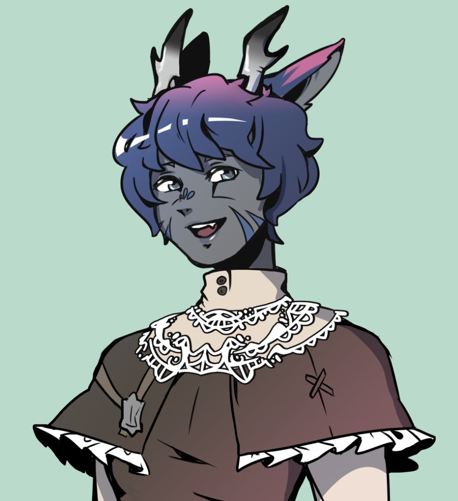 forgot to post this earlier, but my friend drew deonte for me (w/ his horns too) and he's so pretty, i love him so much //