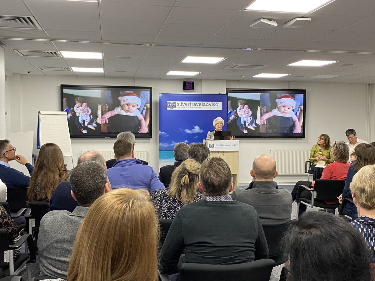 ebarkerFOCL's tweet photo. Eileen, who is 98 and 3/4, tells us just why multi-generational travel is the way forward - “The best holidays are always as a family.” @SilverTravelAd #multigenerationaltravel #travel #SilverTravelBreakfastBriefing @FOCLMedia https://t.co/Ox2aKdDtps