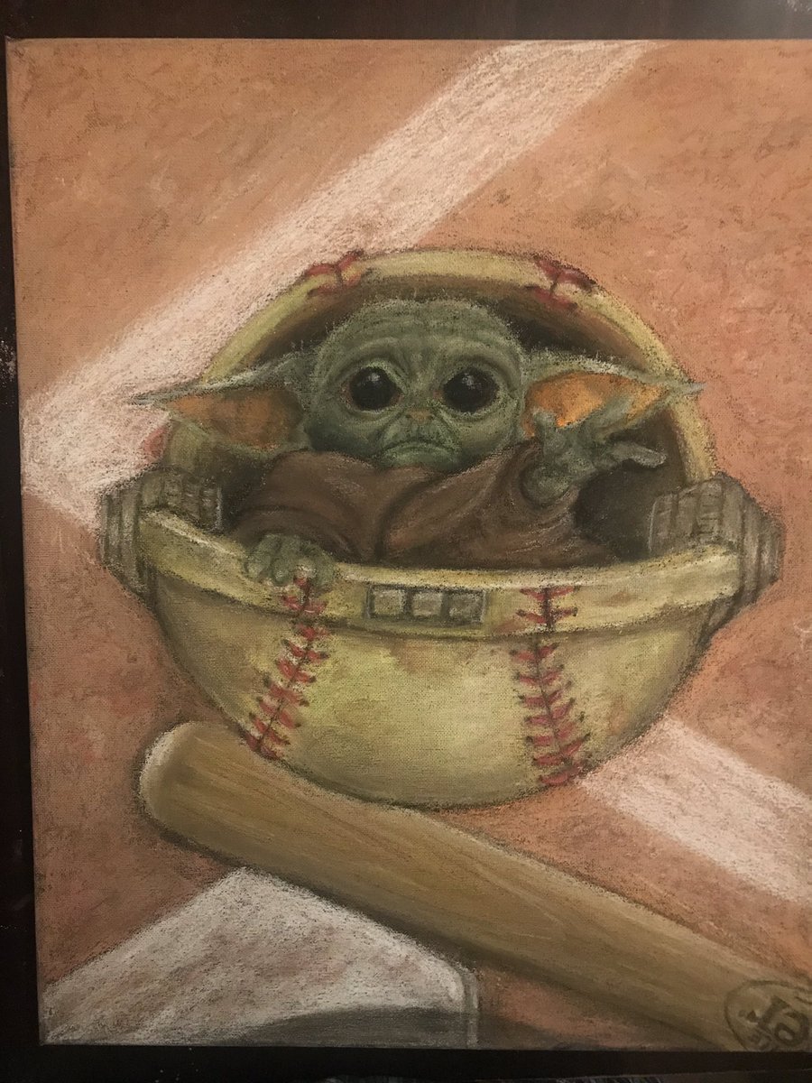 danim8shn's tweet photo. Finished Baby Yoda to raise money for the Bucks County Militias 12U girls. #babyyoda #Mandalorian #fundraising #art #creative #softball #phandalorian #ChalkArtFromTheHeart https://t.co/fJkhlL97nq