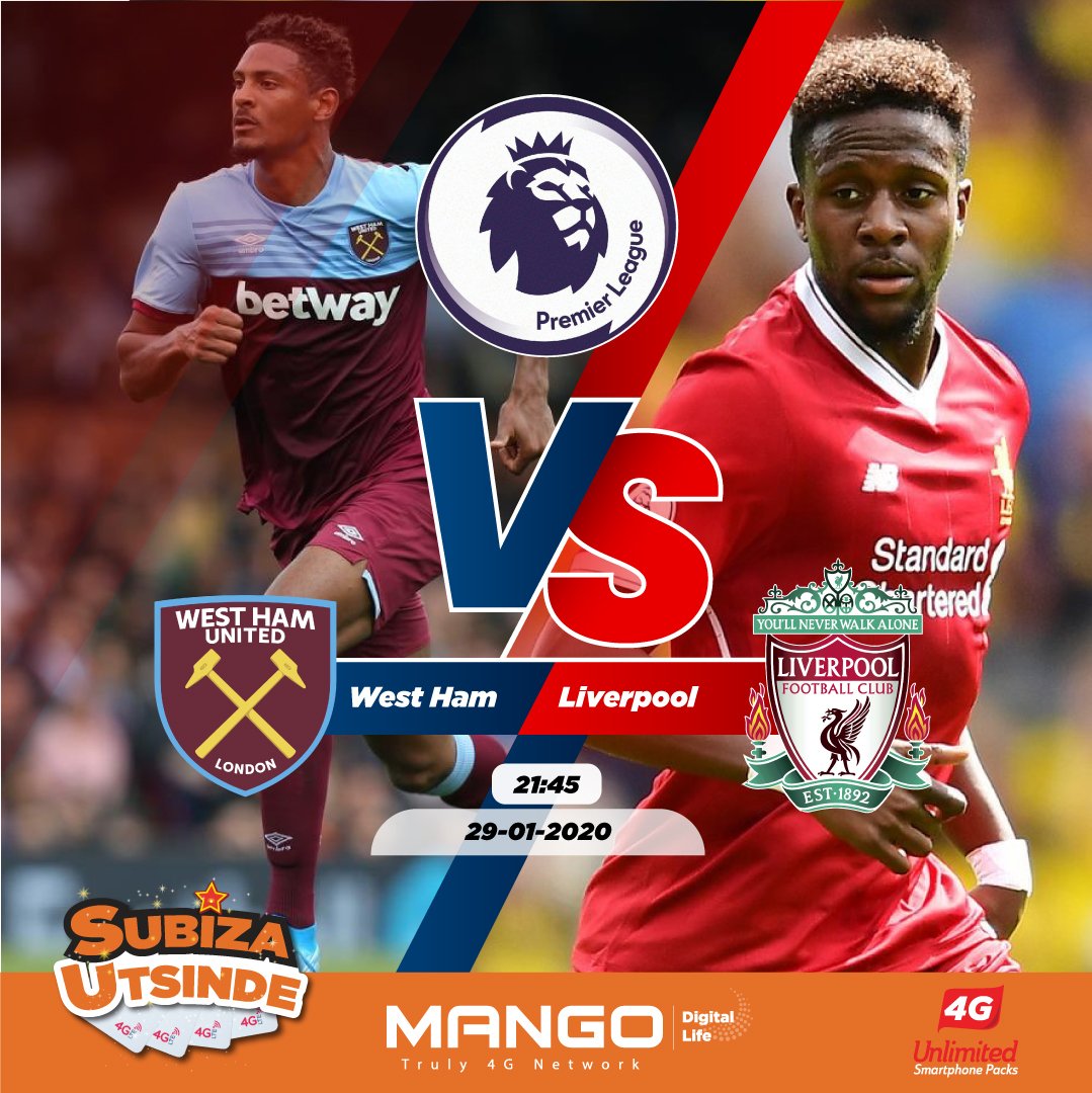 Mango4G's tweet photo. #Predict & #Win 2020
Win fabulous #prizes this year from #MangoTelecom by predicting the winning team between #WestHam & #Liverpool in the #premierleague. Share, like & comment. Post with the most likes will win.
#IyatseNaMango #PremierLeague2020 #4G #LTE #Smartphones #January https://t.co/WN5OmGUoCw