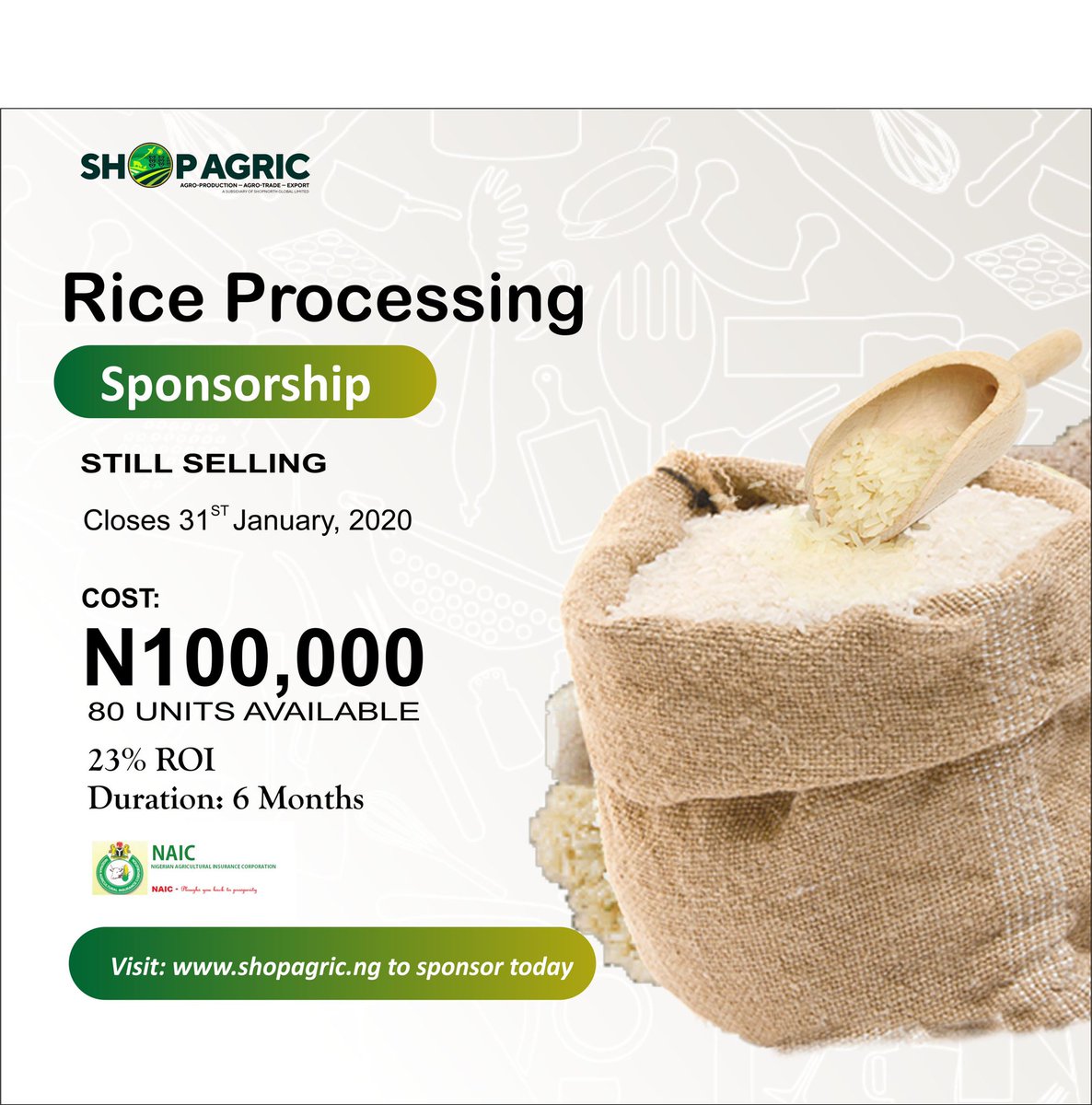shopagric's tweet photo. Rice processing still selling. Invest and cashout 23% of your investment in 6 months. For more info call 08143331772, 09066399961 #agric #agriculture #WhatWentWrong #justiceforchina #FarmTech2020 #agro #fct #AbujaTwitterCommunity https://t.co/np9bC9CbR4
