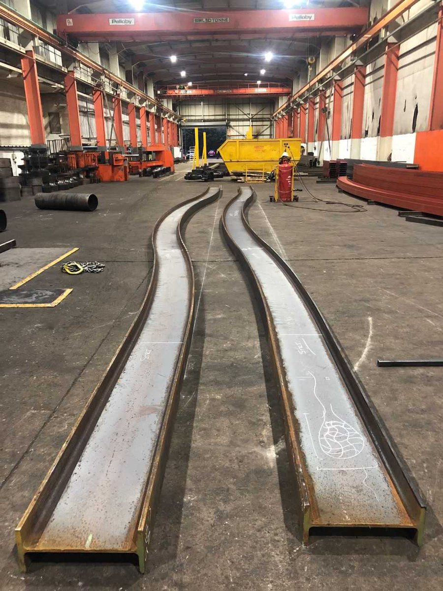 AngleRingCo's tweet image. An interesting job currently going through the shop floor at Angle Ring!

Some 15m long, 457x191x74 kg/m Universal Beam Double Reverse S Bends.

Perfectly highlighting the large capacities we can work to for our customers.

#UniversalBeam  #DoubleReverseSBends  #SteelBending