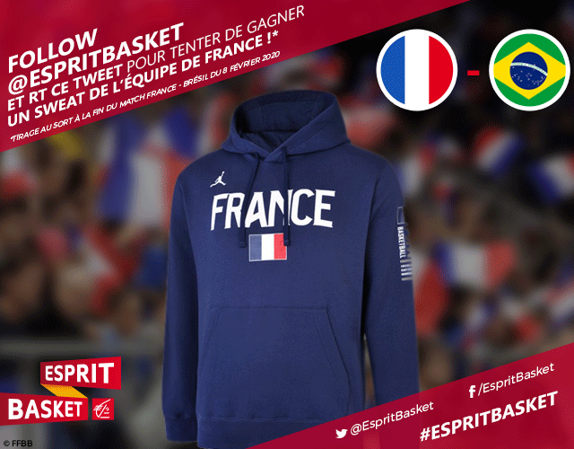 EspritBasket's tweet photo. Jour de match, jour de jeu-concours ! #VousEtreUtile

A l'occasion du match de TQO France 🇫🇷 - 🇧🇷 Brésil, tentez de gagner le sweat officiel des Bleues !

Follow + RT, bonne chance 😉 #EspritBasket https://t.co/rVwquxa32J