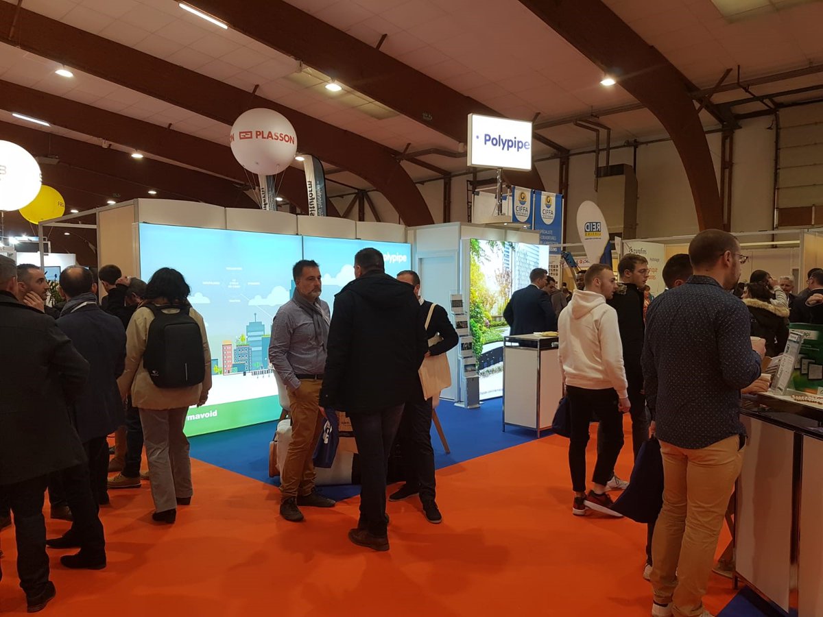 Polypipe_Int's tweet image. The show is open and our stand is looking busy in hall 5 Stand N°72.  Talk to us about how we can help you with your #watermanagmenetsolutions #polystorm #permavoid #polypipeinternational  #CarrefourdesGestions #Rennes #greenercities #wms #greenurbanisation