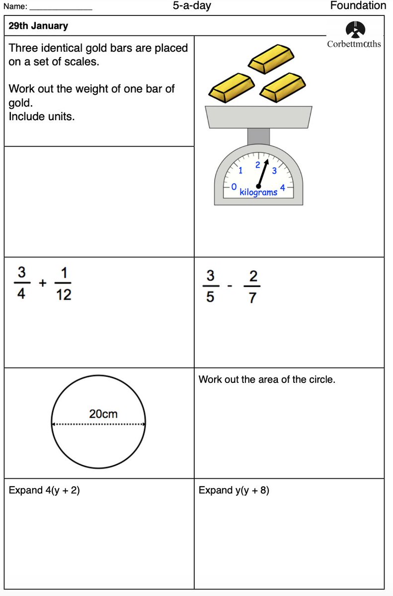 Corbettmaths's tweet photo. Studying for Foundation GCSE Maths? Try today's Foundation or the challenging Foundation Plus #maths5aday answers: https://t.co/sVLNKxUe8M https://t.co/yaCprD0QoZ