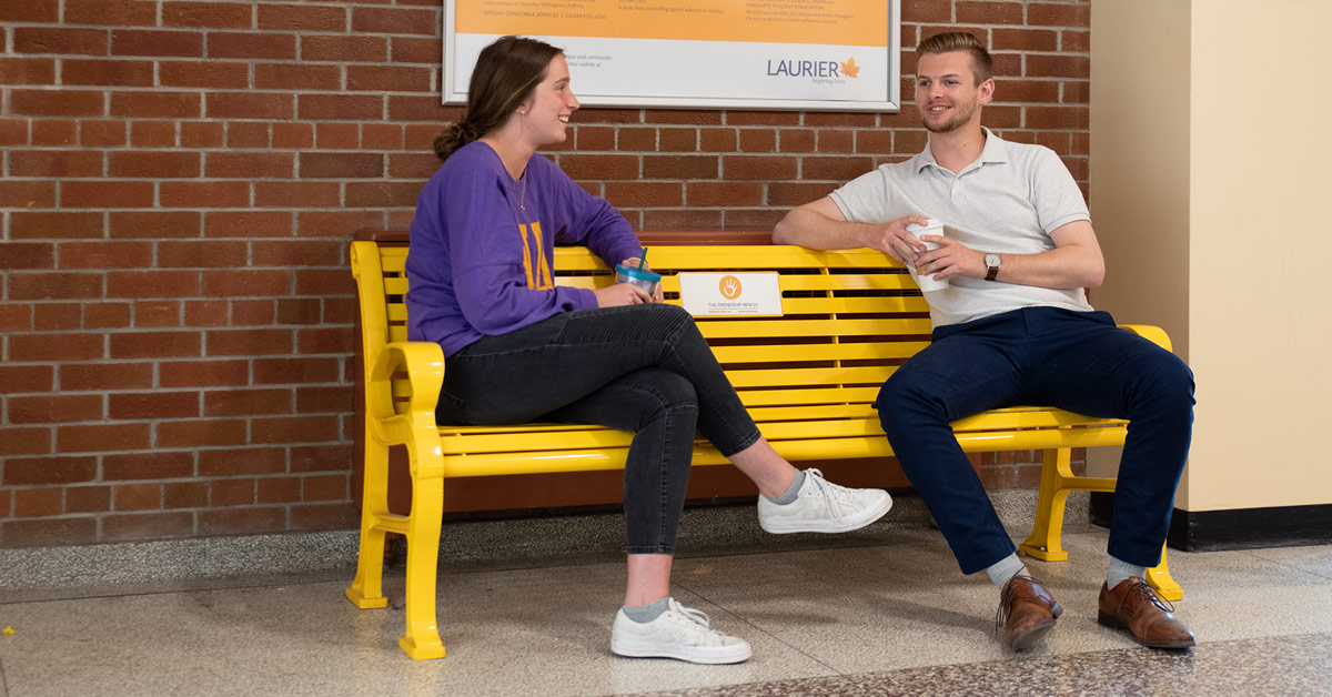 Laurier's tweet image. It's been two years since Laurier launched the friendship bench!

The goal was to raise awareness about mental health and help tackle the stigmas surrounding it; it's a great reminder that help is right around the corner! 

#WellnessWednesday | #BellLetsTalk