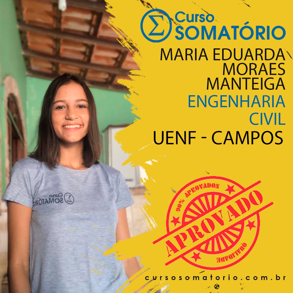 CursoSomatorio's tweet photo. MARIA EDUARDA MORAES MANTEIGA
ENGENHARIA CIVIL - UENF - CAMPOS #cursosomatorio #prevestibular #premilitar #preiff #riodasostras #aprovação https://t.co/uYDQ3thFN9