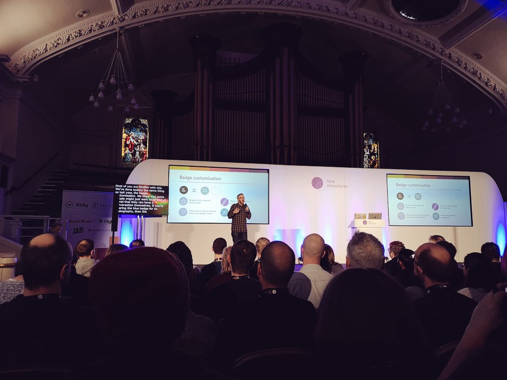 Simon opening New Adventures on stage