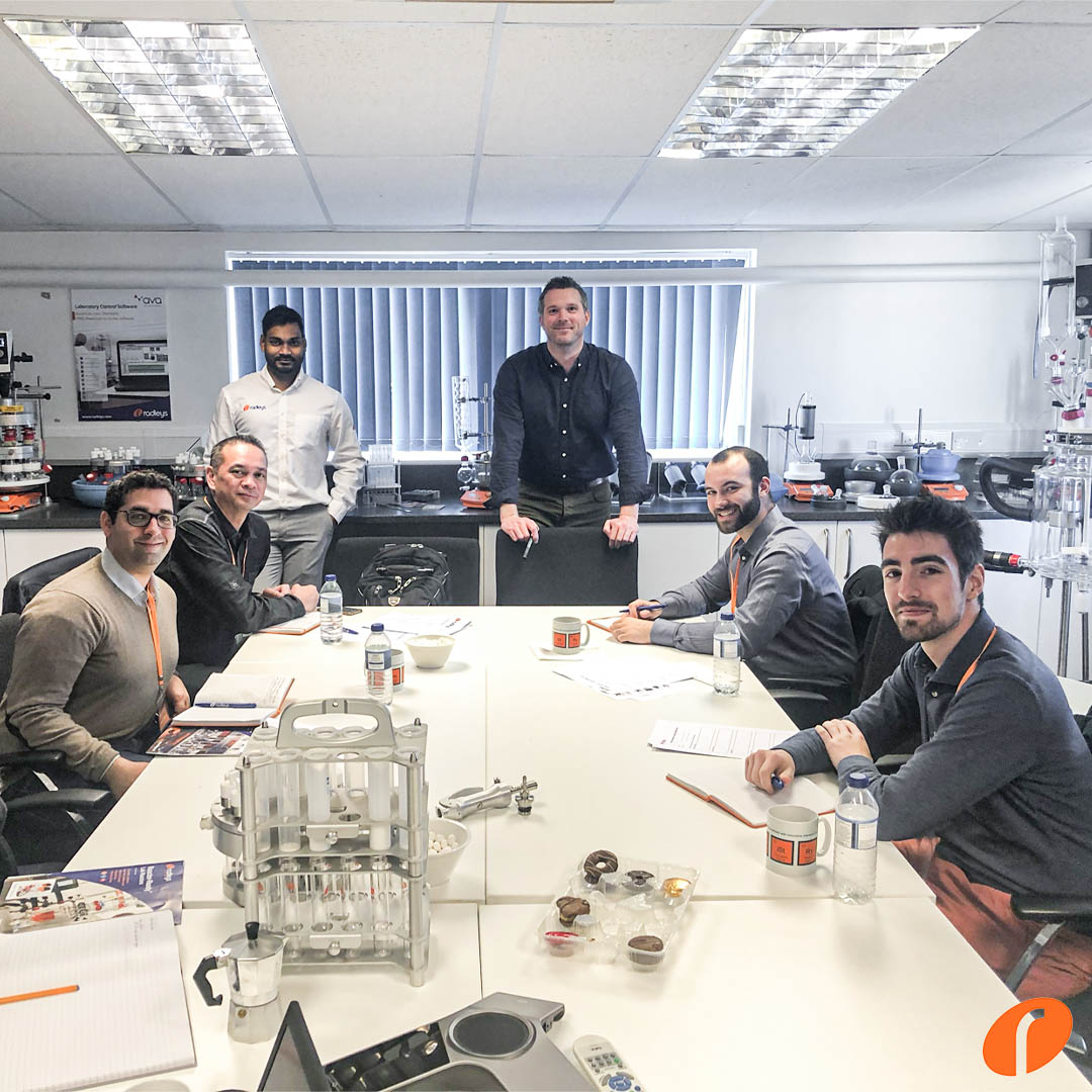 Radleys's tweet photo. And the training begins! Welcoming @HeidolphNA Stepbio and Beun De Ronde for some technical training with the Radleys team. Day 2 is underway 🧠
#distributortraining #chemistrytraining #business https://t.co/jrPiOVhIzL