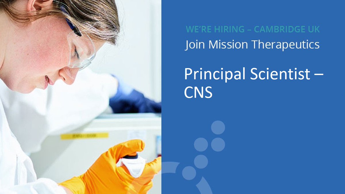 MISSIONTherapeu's tweet photo. We’re #recruiting for a Principal Scientist, CNS. To find out more about joining our team in #Cambridge, please go to: https://t.co/mScJEQ5XLF #Cambridgejobs #Careers https://t.co/W628ysyY9d