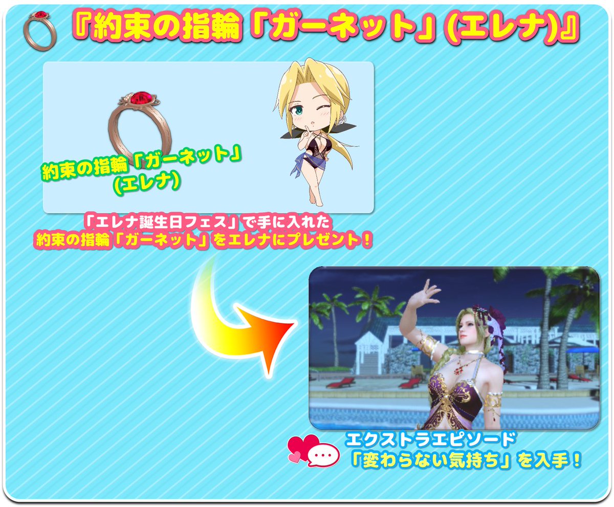 Doax Venusvacation公式 約束の指輪 で思い出を エレナ さんの 約束の指輪 は深紅で情熱的な宝石 ガーネット 誕生日ガチャ についてくる フェス挑戦権 で 約束の指輪 が手に入るフェスに挑戦してね 指輪をプレゼントで さらに Doax Venusvacation公式 約束の指輪 で思い出を エレナ さんの 約束の指輪 は深紅で情熱的な宝石 ガーネット 誕生日ガチャ についてくる フェス挑戦権 で 約束の指輪 が手に入るフェスに挑戦してね 指輪をプレゼントで さらに