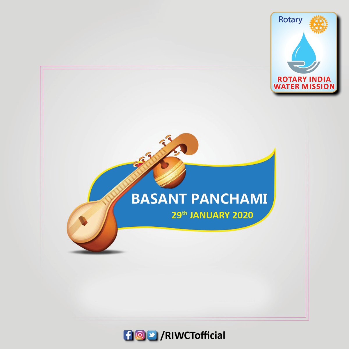 RIWCTofficial's tweet photo. May the occasion of Basant Panchami, Bring the wealth of knowledge to You, May You be blessed by Goddess Saraswati & All Your Wishes Come True.
Like us on Facebook:
https://t.co/8Gocvx6GVd
#BasantPanchami #RIWCTOfficial #RIWM #Rotary #RIWCT #RotaryInternational #SaveWater https://t.co/ySWqibQGTN