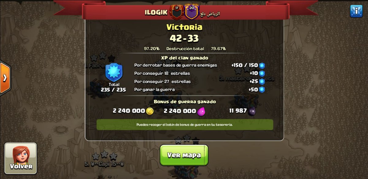 Claws_eXports's tweet photo. #CLWCOC| Gran trabajo en equipo de nuestros jugadores en una #RandomWar! 97,20% de destrucción! 💣
Go claws! 
#ClashOfClans https://t.co/bhLsEA8LXo