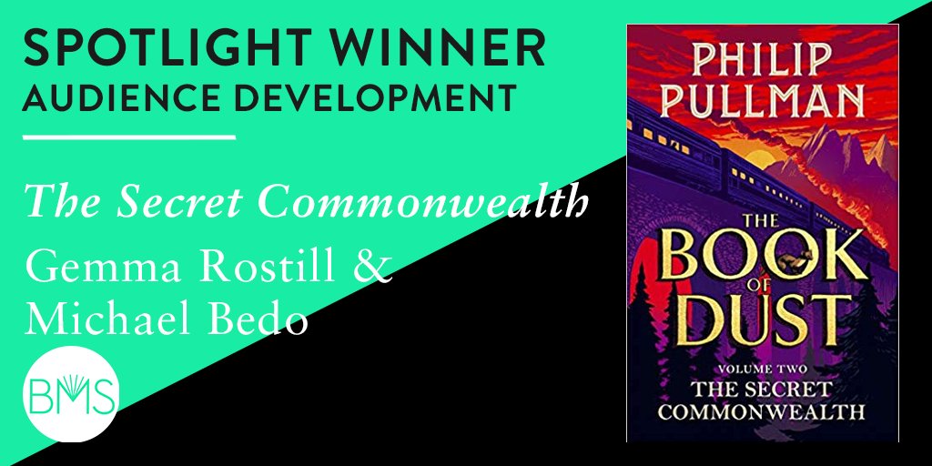 BMSoc's tweet photo. But we're not done yet! Three spotlight awards still to come! The first of which was for Audience Development. Three cheers to @gemmabfg and @mikeywrite for their work on The Secret Commonwealth https://t.co/6oekiPauPd