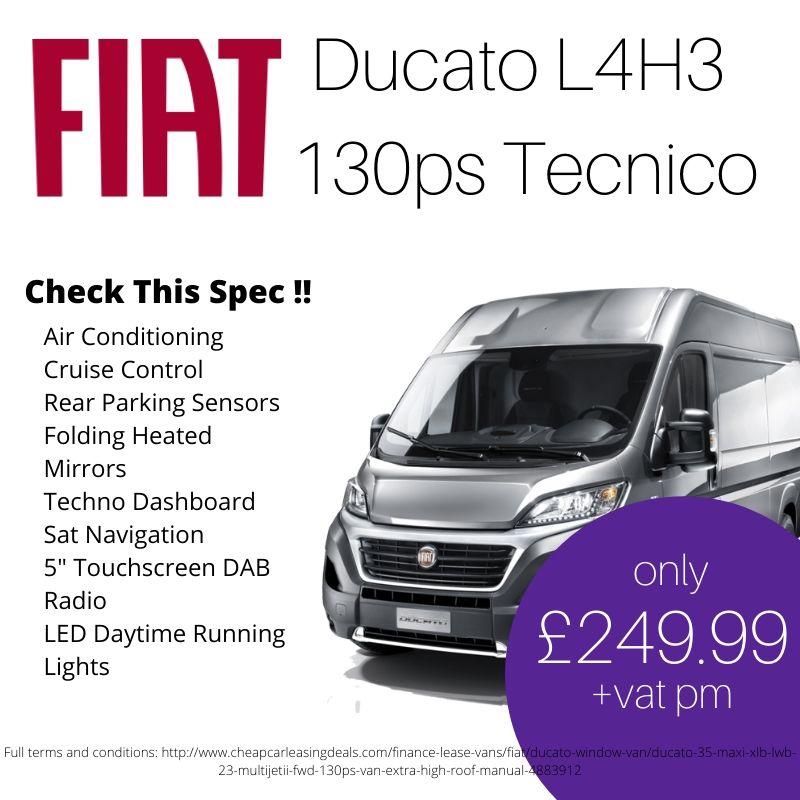 Only £249.99+vat per month!

Load Length of 4.070m ⏩
Load Height of 2.172m ⏫

Our Fiat Ducato Tecnico includes the Business Pack upgrade giving an impressive spec! 

📞 01446 724 13 
✉️ sales@thinkvans.com