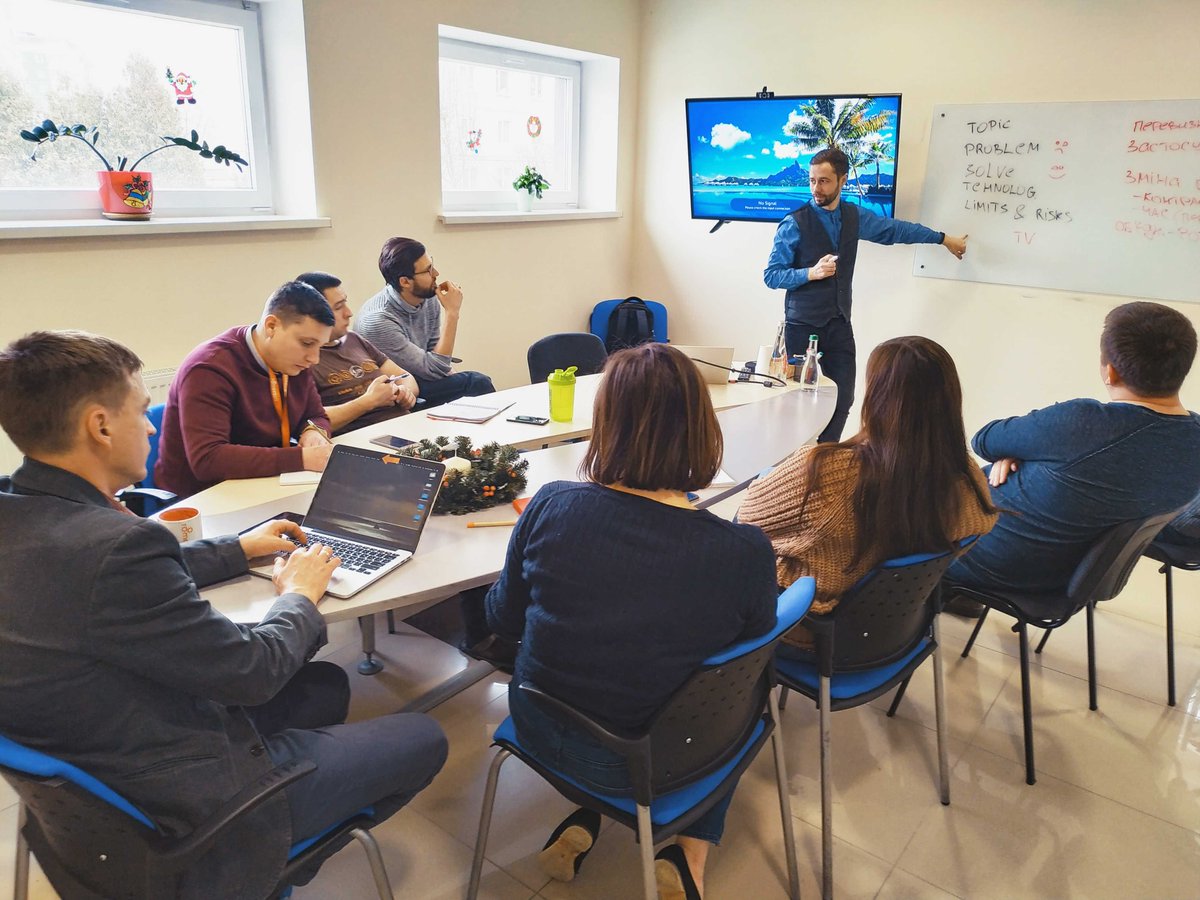 Romexsoft's tweet photo. During the month, we did a public speaking training for our team, and we liked it. Thanks to Андрій Степура for sharing knowledge! https://t.co/gXfJmoeLr5