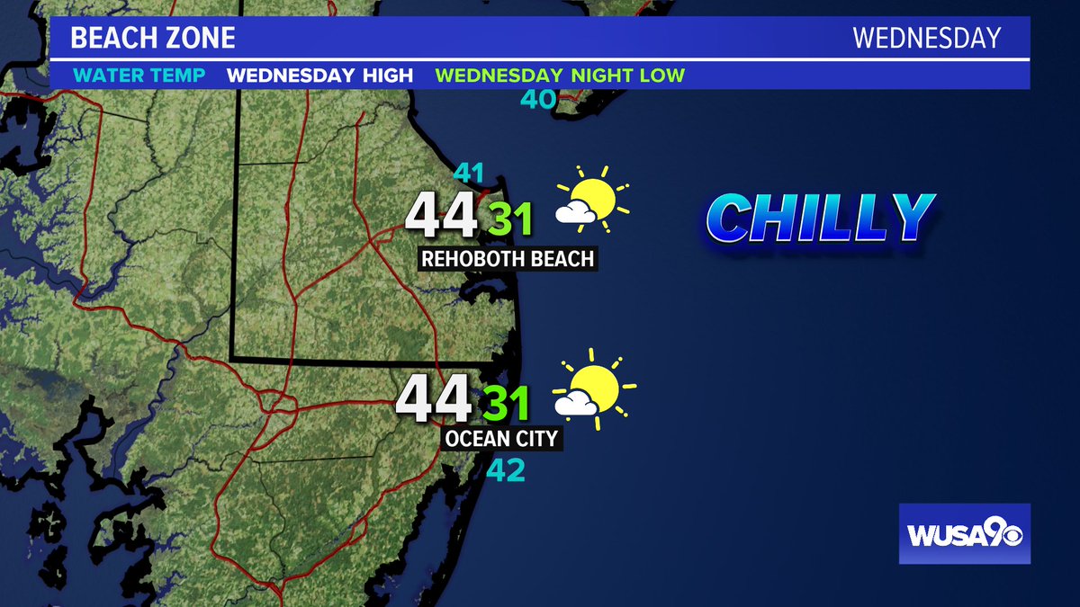 Here is your Beach zone forecast. Bright but brisk today. @Rehoboth_Beach @OCPDMDinfo <a href="/wusa9/">WUSA9</a> @miriweather @MelissaNordWX @HBWX <a href="/chesterlampkin/">Chester Lampkin</a> <a href="/greatdaywash/">Great Day Washington</a>
#Wusa9Weather #weather #beach #mdwx #vawx wusa9.com/weather