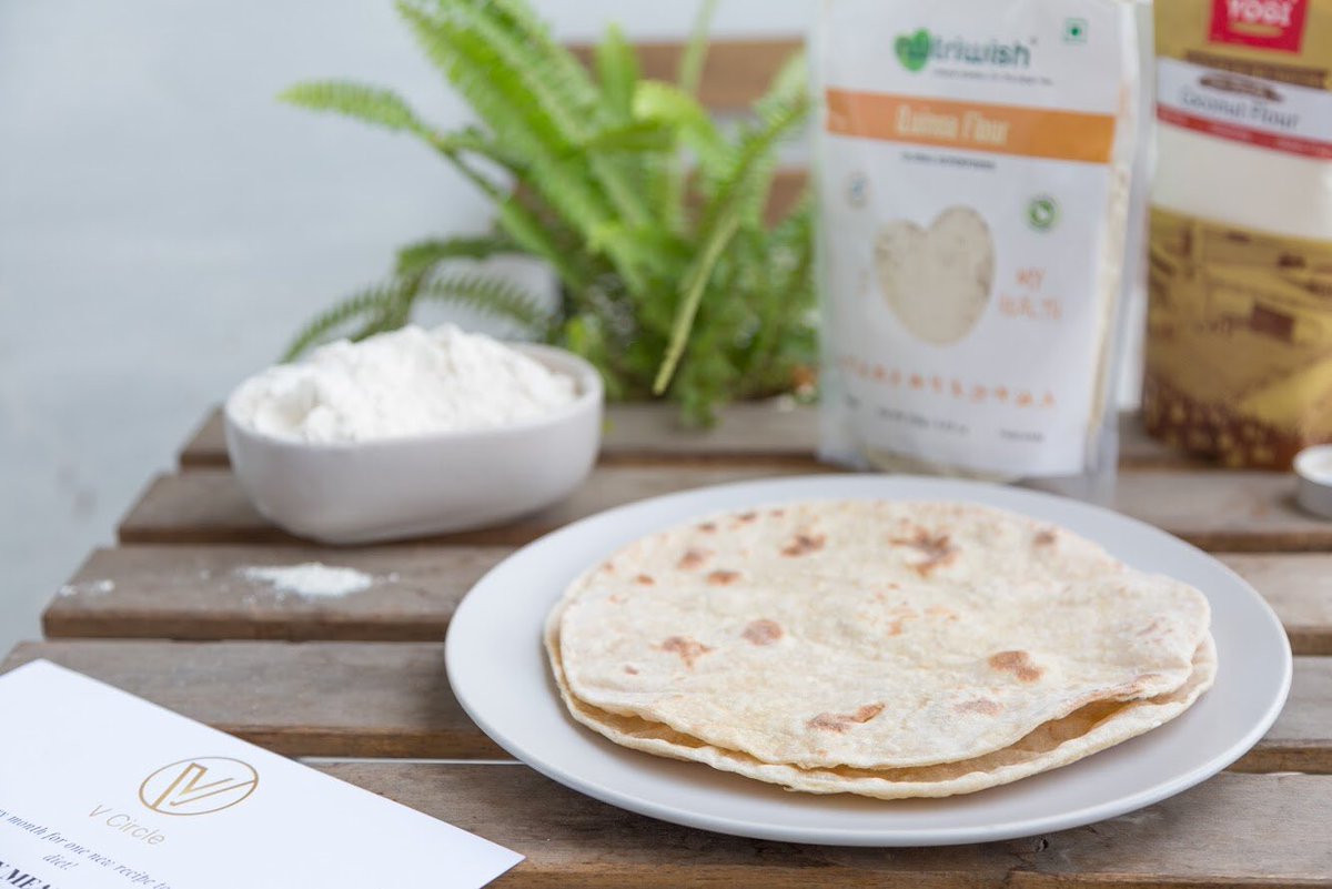 MyVCircle's tweet photo. Chaliye, aaj #glutenfree roti banayenge.
It’s not as complicated as it sounds. Here’s a simple recipe for you to try 

Ingredients :

1 cup #quinoaflour from 

1/2 cup or more warm water

1/2 tbsp oil ( olive oil preferably )

1/8 tsp Himalayan pink salt

#livethevcircleway https://t.co/kjhvZ3wgmH
