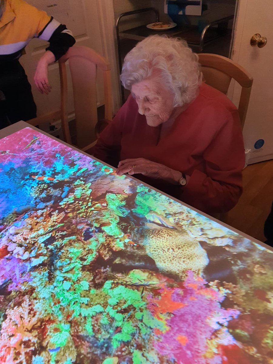 CareRathgar's tweet image. LOVE this! I don't know who had more fun, the residents or me!! Gotta have it 🤞 @OMinteractive1 #interactivetable #dementia #creativety